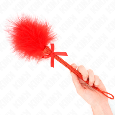 KINK - MASAJEADOR DE CUERDA DE NAILON CON PLUMAS PARA COSQUILLAS Y LAZO ROJO 25 CM - Imagen 4